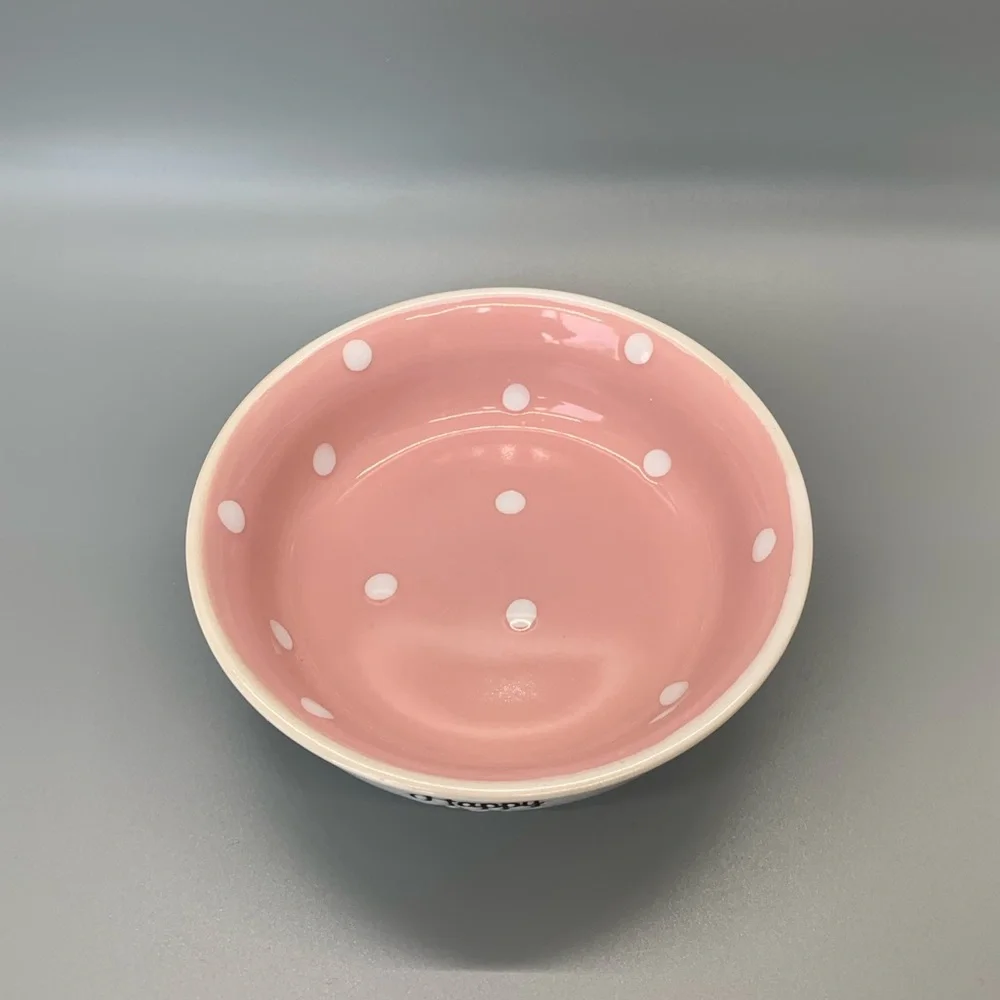 Happy Cat Bowl with polka dots - brand new